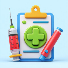 Medical Clipboard with Syringe and EpiPen for Healthcare.