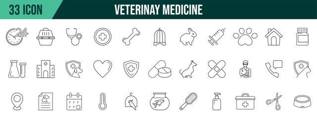 Veterinary medicine collection, editable and resizable vector icon templates.