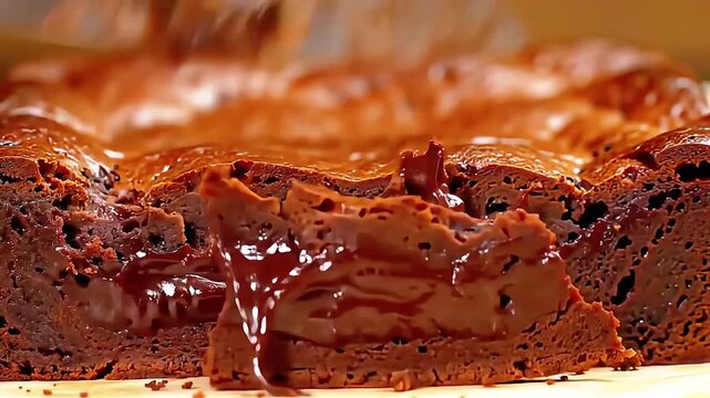 Cutting a Decadent Chocolate Cake with Knife.