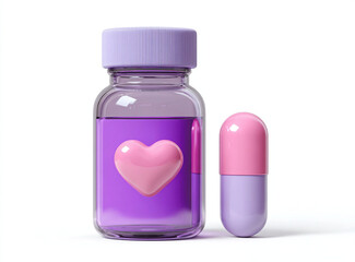 Love Potion - A Bottle of Purple Liquid with a Heart.