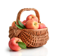 Ripe apples in a wicker basket