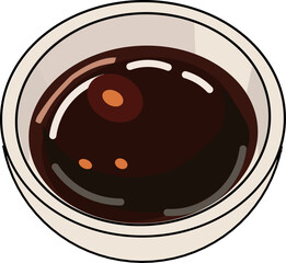 Illustration Food Vector Illustration of Soy Sauce in Bowl Modern Style