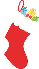 Christmas Vector Illustration of Holiday Stocking with Gift Boxes in Modern Style