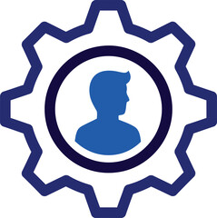 User Profile Settings Icon - Blue Gear Design and Management Tool