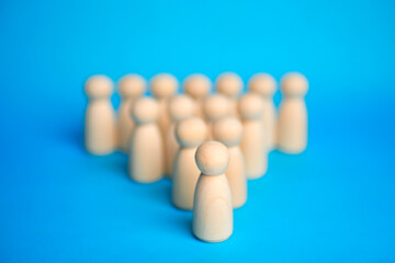 Leader at the front of a team arranged in formation representing guidance direction and...