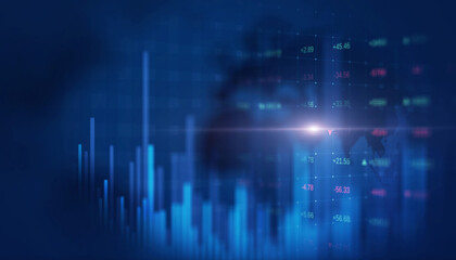 Digital stock chart background, business and technology world concept.