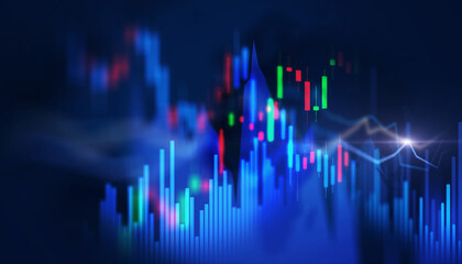 Digital stock chart background, business and technology world concept.