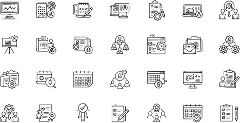 Project Management Icons: Planning, Tasks, Teamwork, and Workflow Symbols