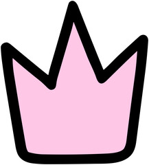 Cute Crown Icon: Pink Princess Cartoon Style