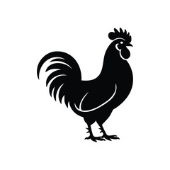 Rooster Silhouette, Black Rooster or Cockerel Icon, Farm Animal Logo Design (Rooster) , Rooster , vector, illustration
