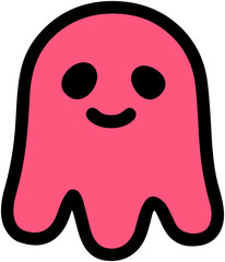 Cute Ghost Icon: Pink Halloween Cartoon Style