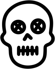 Cute Skull Icon: Spooky Halloween Cartoon Design