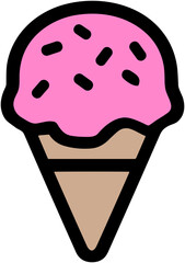 Cute Ice Cream Icon: Pink Sprinkle Cartoon Treat