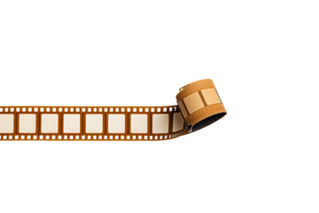 Photograph of a film strip with an empty frame on a transparent background