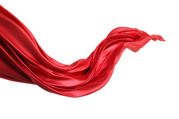 Red arrow, flying fabric, curved shape, transparent background