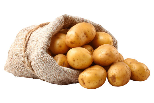 Photo of a bag full of potatoes on a transparent background