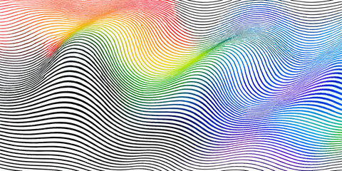 An abstract colorful rainbow vector pattern with optical lines and a light wave design for digital art wallpaper