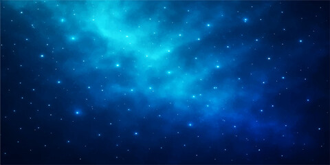 Abstract deep blue sky with starry light and dark nebula in the outer space galaxy © maria