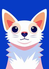 Minimalist Flat Vector Portrait of a Cute Chihuahua Dog