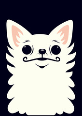 Minimalist Graphic Chihuahua Portrait with Whimsical Moustache