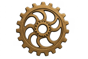 Steampunk brass gear cog transparent background