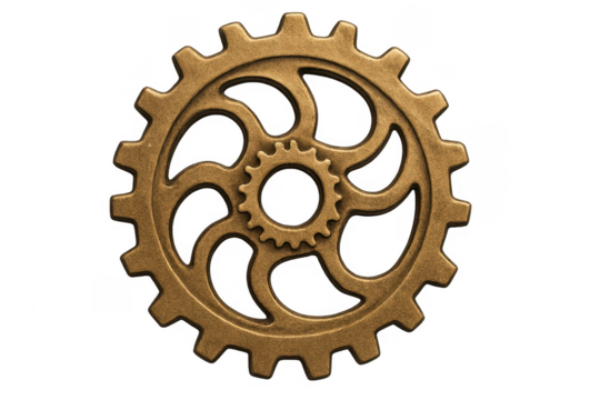 Steampunk brass gear cog transparent background