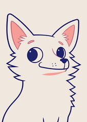 Cute Chihuahua Portrait, Minimalist Graphic Illustration, Bold Animal Art