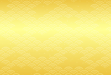 new years golden vector background with Japanese seamless pattern called Seigaiha