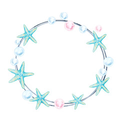 Blue Starfish Frame with Ocean Pearl