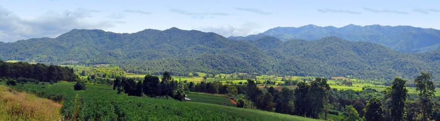 panoramic view of the mountains in autumn