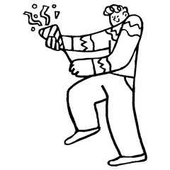 Festive party png man sticker, funky doodle on transparent background