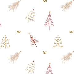 Christmas tree png background, festive pattern in doodle brown design
