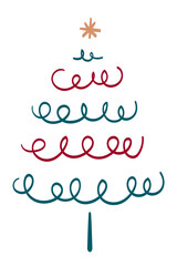 Obraz premium Christmas tree sticker png transparent, cute doodle clipart in green