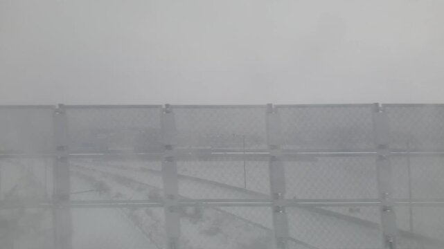 Winter Travel in Korea. Busan to Seoul KTX Train Window View