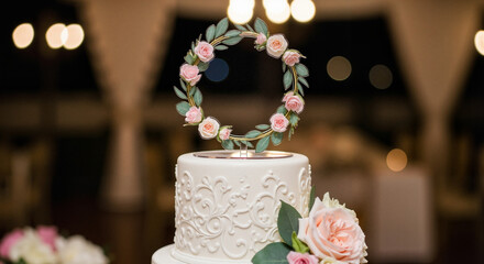 Elegant cake topper mockup for weddings and event decoration branding design