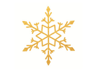 Golden snowflake isolated on transparent background, simple flat winter decoration