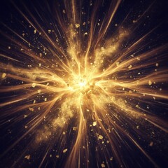Fototapeta premium Golden Explosion with Fractal Patterns on Dark Background Abstract