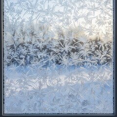 Frosty Window with Intricate Ice Crystal Patterns in Square Frame