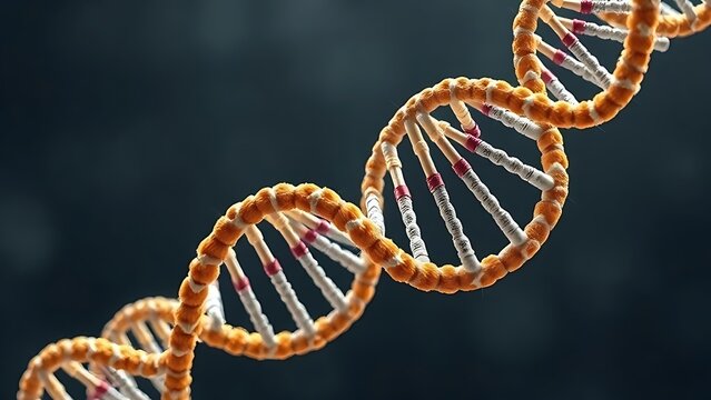 A DNA helix woven from mathematical formulas, entwining all known life within its spiral.