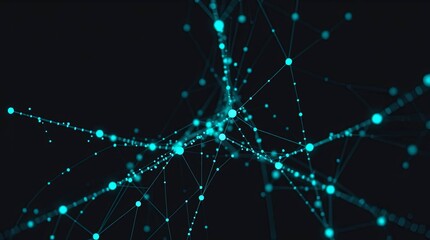 Teal Tech Network Connecting Dots of Big Data Analysis in Luxurious Colors