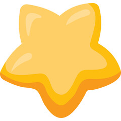 A Bright Yellow Five Pointed Star Shape With A Golden Outline And A Subtle Shadow Effect Isolated On A Transparent Background Representing Success And Achievement