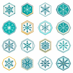 Winter Snowflake Icon Set A Collection of Decorative Geometric Snowflake Designs for the Holiday Season