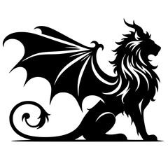 Bat winged lion vector design