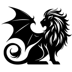 Bat winged lion vector design