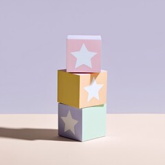 Obraz premium tacked paper blocks with star for creativity, achievement, and success