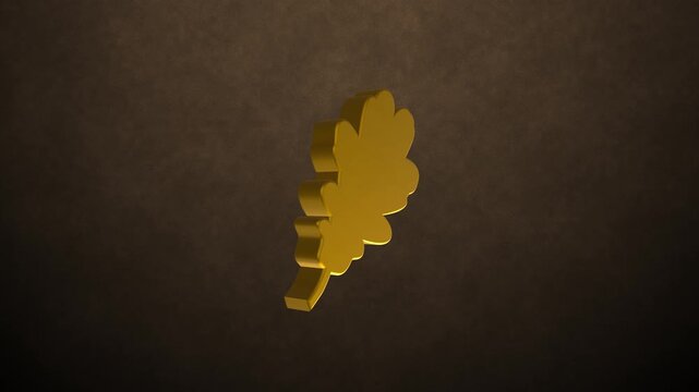 Rotating 3D Oak Leaf Symbol Animation on Rich Textured Background, Ideal for Nature, Autumn, Eco Branding, and Seasonal Motion Graphic Projects (9x16 safe)