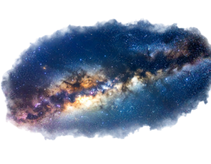 Galaxy view, luminous cosmic cloud. Dark background, glowing celestial bodies, starry atmosphere. Nebulous and colorful image