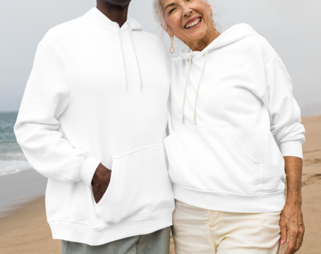Png mature couple hoodies mockup senior's simple winter apparel shoot