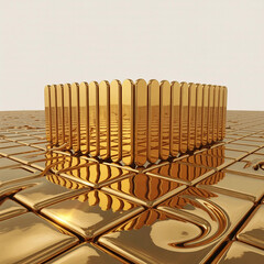 Golden barricade isolate on white background. Ai Generated Images