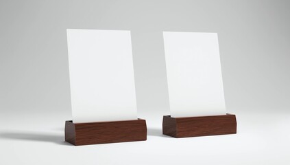 Blank table tent mock up template on isolated white background, Stand for acrylic tent card Used for Menu Bar and restaurant, 3d illustration 